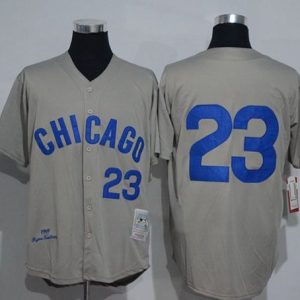 Mitchell And Ness 1969 Cubs #23 Ryne Sandberg Grey Throwback Stitched Jersey