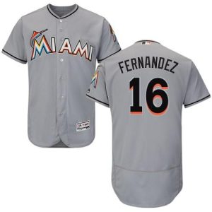 Marlins #16 Jose Fernandez Grey Flexbase Authentic Collection Stitched Jersey