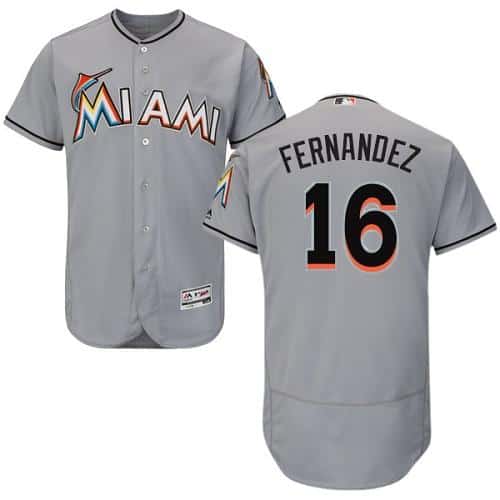 Marlins #16 Jose Fernandez Grey Flexbase Authentic Collection Stitched Jersey