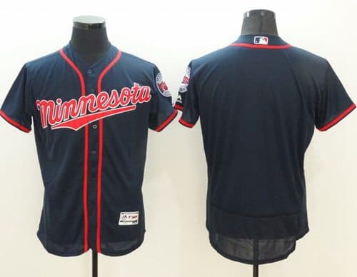 Twins Blank Navy Blue Flexbase Authentic Collection Stitched Jersey