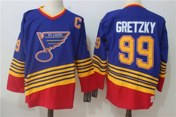 St. Louis Blues #99 Wayne Gretzky MitchellNess Blue Throwback 1995 - 96 Authentic Road Stitched Jersey