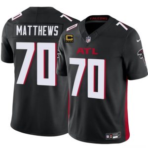 Atlanta Falcons #70 Jake Matthews Black 2025 F.U.S.E With 4-Star C Patch Vapor Untouchable Limited Stitched Jersey