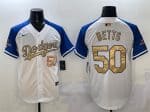 Los Angeles Dodgers #50 Mookie Betts White Royal Gold 2024 World Series Champions Vapor Limited Stitched Jersey