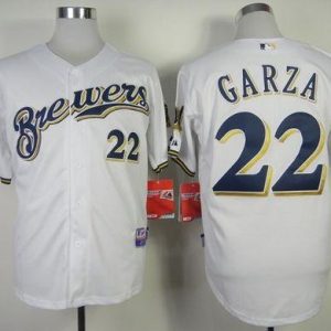 Brewers #22 Matt Garza White Cool Base Stitched Jersey