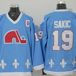 Nordiques #19 Joe Sakic Light Blue CCM Throwback Stitched Jersey