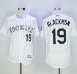 Rockies #19 Charlie Blackmon White Strip Flexbase Authentic Collection Stitched Jersey