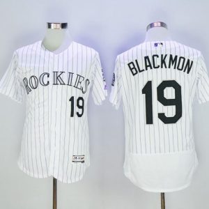 Rockies #19 Charlie Blackmon White Strip Flexbase Authentic Collection Stitched Jersey