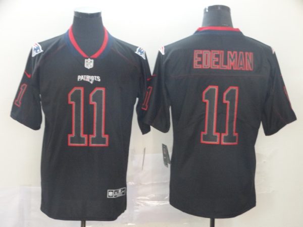 New England Patriots #11 Julian Edelman 2019 Black Lights Out Stitched Jersey
