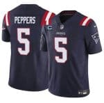 New England Patriots #5 Jabrill Peppers Navy 2024 F.U.S.E. With 3-Star C Patch Vapor Limited Stitched Jersey