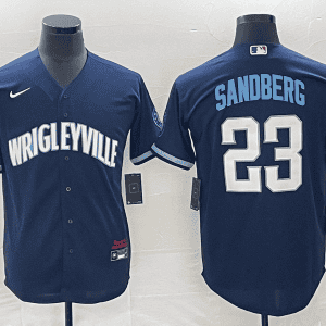 Chicago Cubs #23 Ryne Sandberg Navy City Connect Cool Base Stitched Jersey