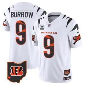 Cincinnati Bengals #9 Joe Burrow White F.U.S.E. With 4-Star C Patch Special Vapor Untouchable Limited Stitched Jersey