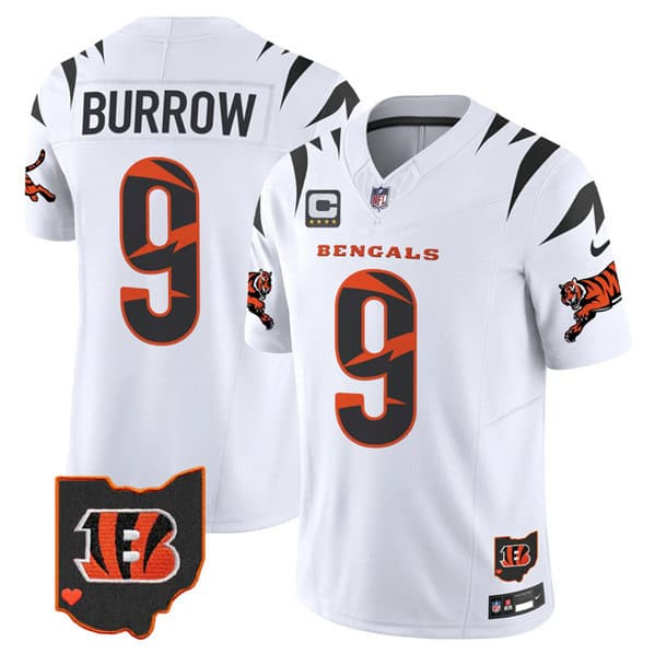 Cincinnati Bengals #9 Joe Burrow White F.U.S.E. With 4-Star C Patch Special Vapor Untouchable Limited Stitched Jersey