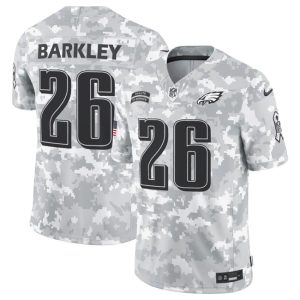 Philadelphia Eagles #26 Saquon Barkley 2024 F.U.S.E Arctic Camo Salute To Service Limited Stitched Jersey