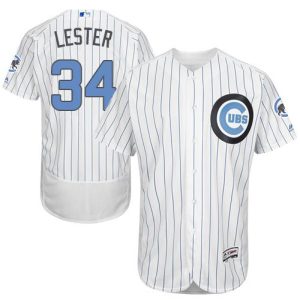 Cubs #34 Jon Lester White(Blue Strip) Flexbase Authentic Collection 2016 Father's Day Stitched Jersey