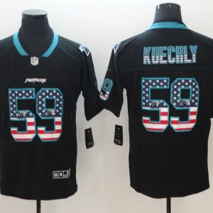 Panthers #59 Luke Kuechly 2018 Black USA Flag Color Rush Limited Fashion Stitched Jersey