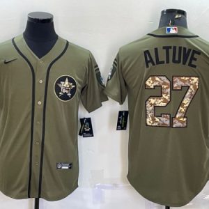 Houston Astros #27 Jose Altuve Olive Salute To Service Cool Base Stitched Jersey