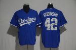 Los Angeles Dodgers #42 Jackie Robinson Blue Team Logo Print Cool Base Stitched Jersey