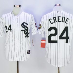 White Sox #24 Joe Crede White Throwback Stitched Jersey
