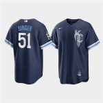 Kansas City Royals #51 Brady Singer 2022 Navy City Connect Cool Base Stitched Jersey
