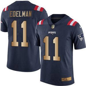 Patriots #11 Julian Edelman Navy Blue Stitched Limited Gold Rush Nike Jersey