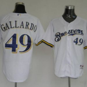 Brewers #49 Yovani Gallardo Stitched White Jersey