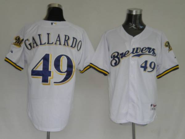 Brewers #49 Yovani Gallardo Stitched White Jersey