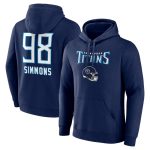 Tennessee Titans #98 Jeffery Simmons Navy Team Wordmark Name Number Pullover Hoodie