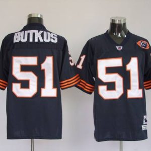 Mitchell Ness Bears #51 Dick Butkus Blue With Big Number Bear Patch Stitched Throwback Jersey