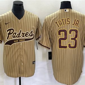 San Diego Padres #23 Fernando Tatis Jr. Tan Cool Base Stitched Jersey