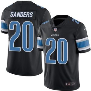 Lions #20 Barry Sanders Black Stitched Limited Rush Nike Jersey