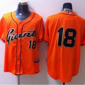 Giants #18 Matt Cain Orange Stitched Jersey
