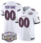 Baltimore Ravens Custom White F.U.S.E. 2024 AFC North Division Champions Vapor Limited Jersey
