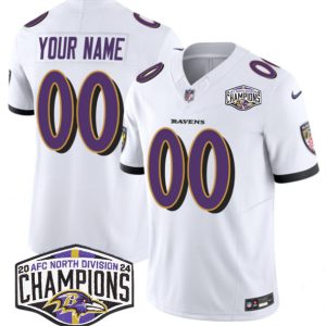Baltimore Ravens Custom White F.U.S.E. 2024 AFC North Division Champions Vapor Limited Jersey