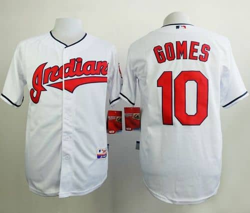 Indians #10 Yan Gomes White Cool Base Stitched Jersey