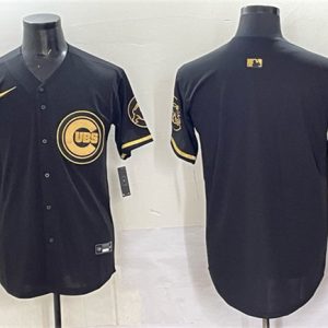 Chicago Cubs Blank Black Gold Limited Stitched Jersey