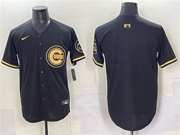 Chicago Cubs Blank Black Gold Limited Stitched Jersey