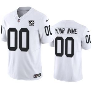 Las Vegas Raiders Custom White 2024 F.U.S.E 65th Anniversary Patch Vapor Stitched Jersey