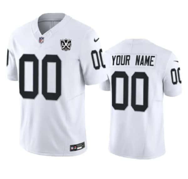 Las Vegas Raiders Custom White 2024 F.U.S.E 65th Anniversary Patch Vapor Stitched Jersey