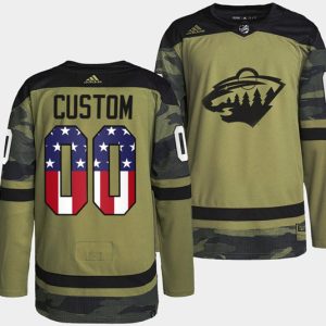 Minnesota Wild Military Appreciation Night Camo Custom Name Number Size Stitched Jersey