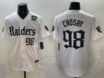 Las Vegas Raiders #98 Maxx Crosby White 'Gothic Sin City Shadows Edition' With 65th Anniversary Patch Vapor Limited Stitched Jersey