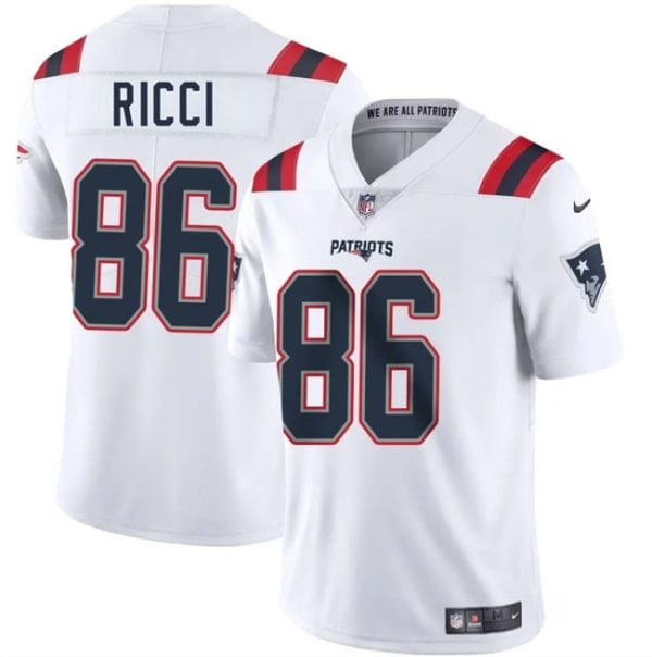 New England Patriots #86 Giovanni Ricci White 2025 Vapor Limited Stitched Jersey