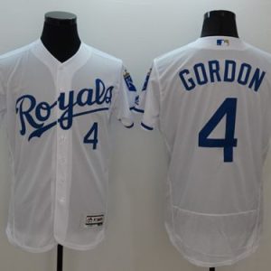 Royals #4 Alex Gordon White Flexbase Authentic Collection Stitched Jersey