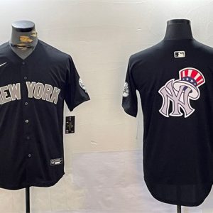 New York Yankees Team Big Logo Black With Patch Limited Stitched Jersey