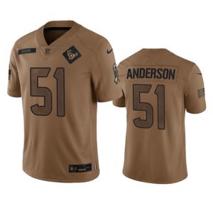 Houston Texans #51 Will Anderson Jr. 2023 Brown Salute To Service Limited Stitched Jersey