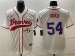 Atlanta Braves #54 Max Fried White Cool Base With Patch Stitched Jersey