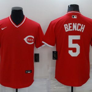 Cincinnati Reds #5 Johnny Bench Red Stitched Baseball Jersey