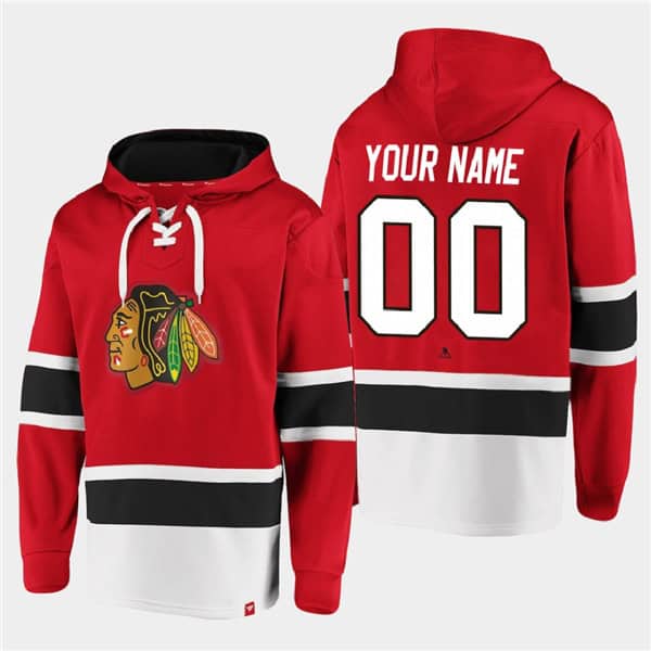 Chicago Blackhawks Custom Red All Stitched Sweatshirt Hoodie