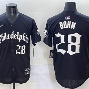 Philadelphia Phillies #28 Alec Bohm Black Gothic Vapor Limited Stitched Jersey