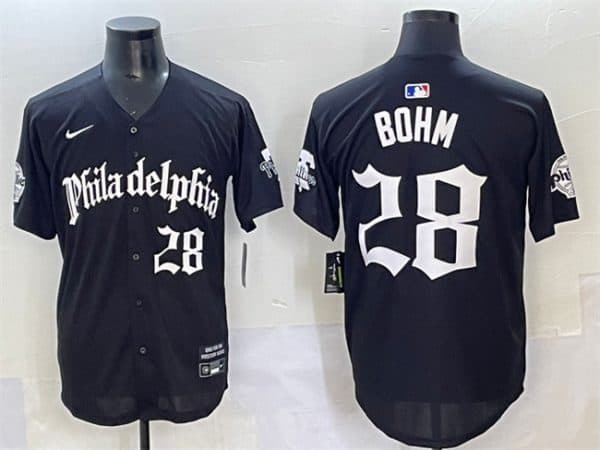 Philadelphia Phillies #28 Alec Bohm Black Gothic Vapor Limited Stitched Jersey