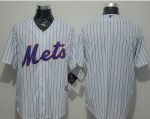 Mets Blank White(Blue Strip) New Cool Base Stitched Jersey